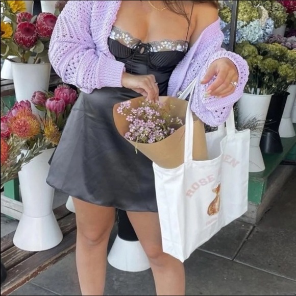 NWT For Love and Lemons Elektra Black Satin Mini Slip Dress - Picture 2 of 10